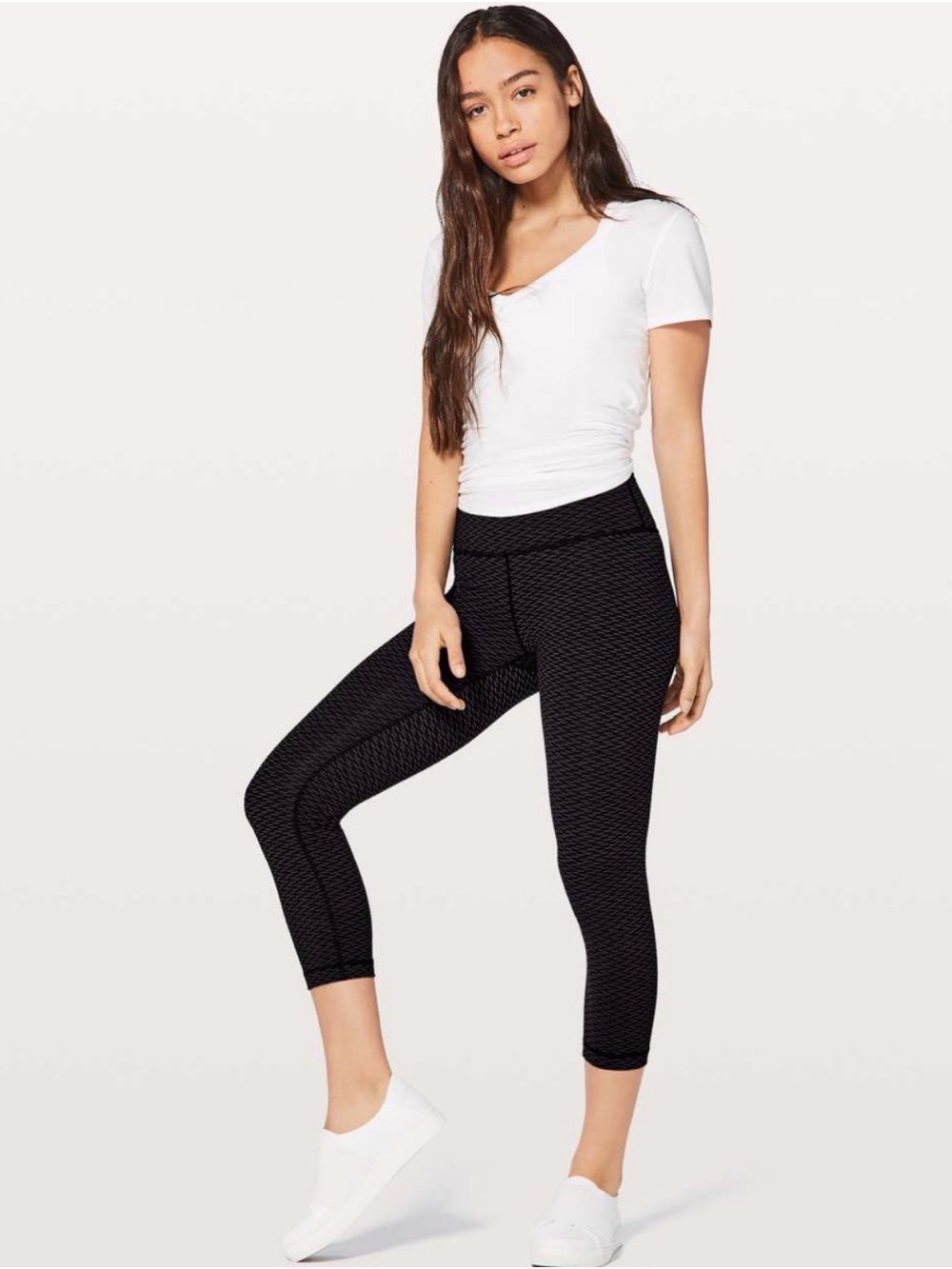 lululemon Wunder Under jacquard black luna Crop 21"